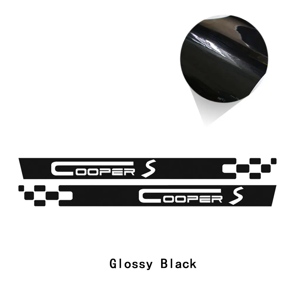 glossy black 2 шт., наклейки для дверей автомобиля, боковые полосы, гоночные полосы, украшение для тела, Виниловая наклейка для MINI Cooper Paceman R61 JCW One, аксессуары - Название цвета: glossy black