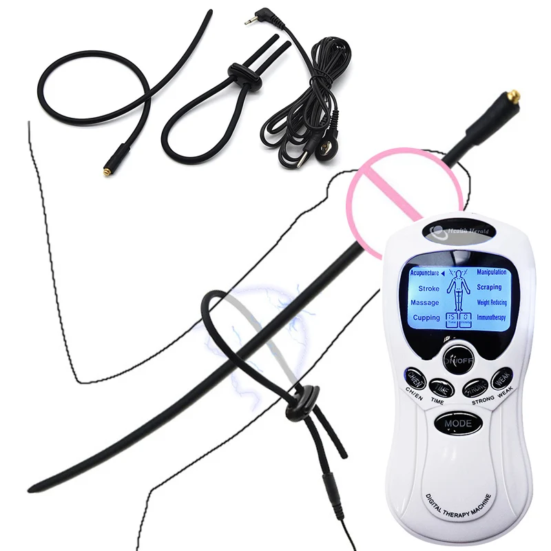 Electro Shock Penis Plug Cock Ring Urethral Catheter Sound Dilator Prostate Massage Electric Stimulator Male Masturbator Sex Toy electro sex toys electric sex toys