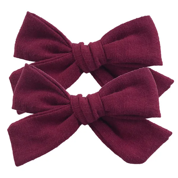 Solid color-193 BEILARRY, 2 шт., 4-дюймовые зажимы из хлопчатобумажной ткани с бантиком для маленьких девочек, заколки для волос с бантиком, заколки, заколки для волос, головные уборы, аксессуары для волос - Цвет: Solid color-193