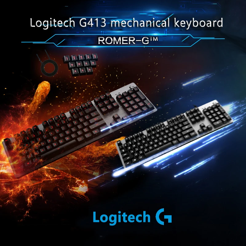 

Logitech G413 Gaming Keyboard Desktop Laptop Aluminum alloy body PC Gaming Gamer Backlight Wired Mechanical keyboard