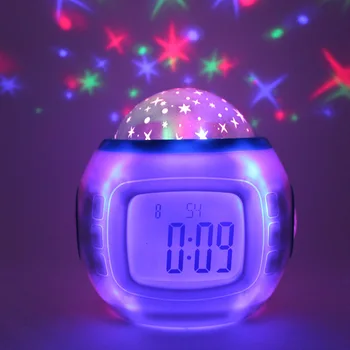 

Modern pop music seven color projection clock night light silent projection digital alarm clock student bedside table