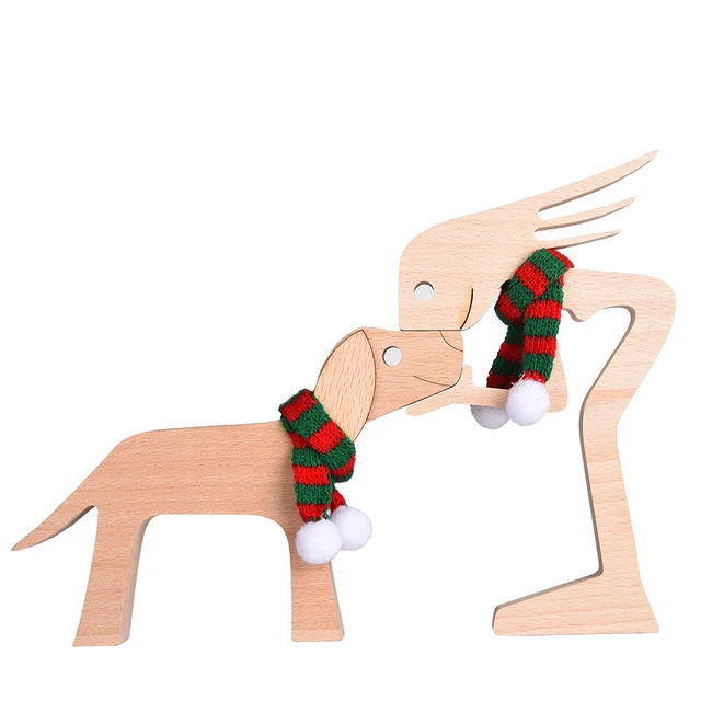 Pet Decorations Craft Wooden Dog Cat Doll Ornaments Carved Model Home Office Ornaments Creative Love Pets Dropshipping M11