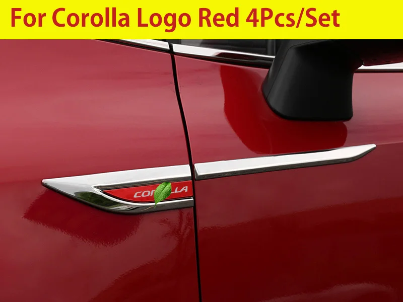 Для Toyota Corolla 12TH, автомобильная оригинальная дверь, боковое крыло, эмблема на крыло, значок, наклейка, отделка, нержавеющая сталь, автомобильный стиль - Цвет: For Corolla Red