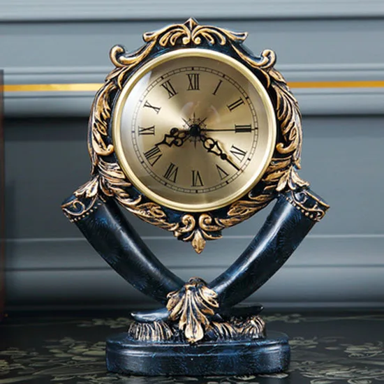 Европейские настольные часы для гостиной настольные часы в стиле ретро домашний декор американские немые настольные часы из смолы настольные украшения - Цвет: Navy blue