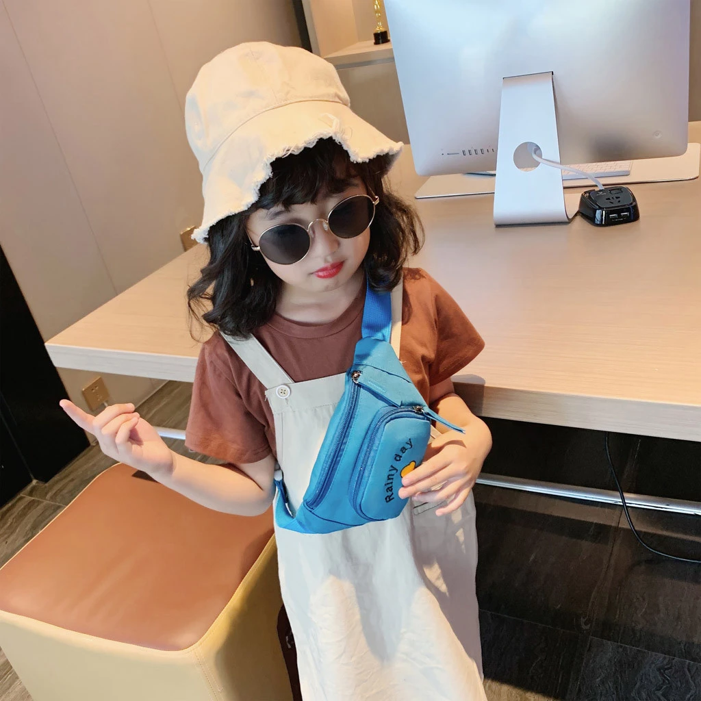 2019 Hot Sale Solid Color Child Joker Crossbody Waist Purse Cartoon Canvas Zipper Chest Bags Pocket Pocket Shoulder Bag 826