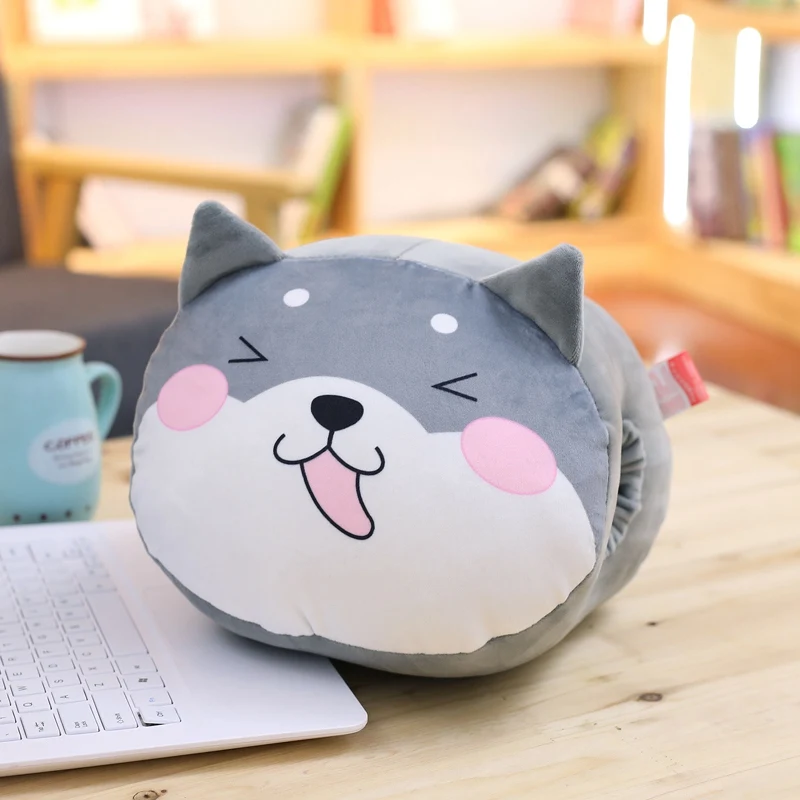 Мягкими Животные руки Подушка Кошка Собака Хаски Косплей Shiba «Лисья Секретная служба»(Inu очаровательны чучела Мультфильм Plushie 2-в-1 подушка для сна подушка подарок для ребенка