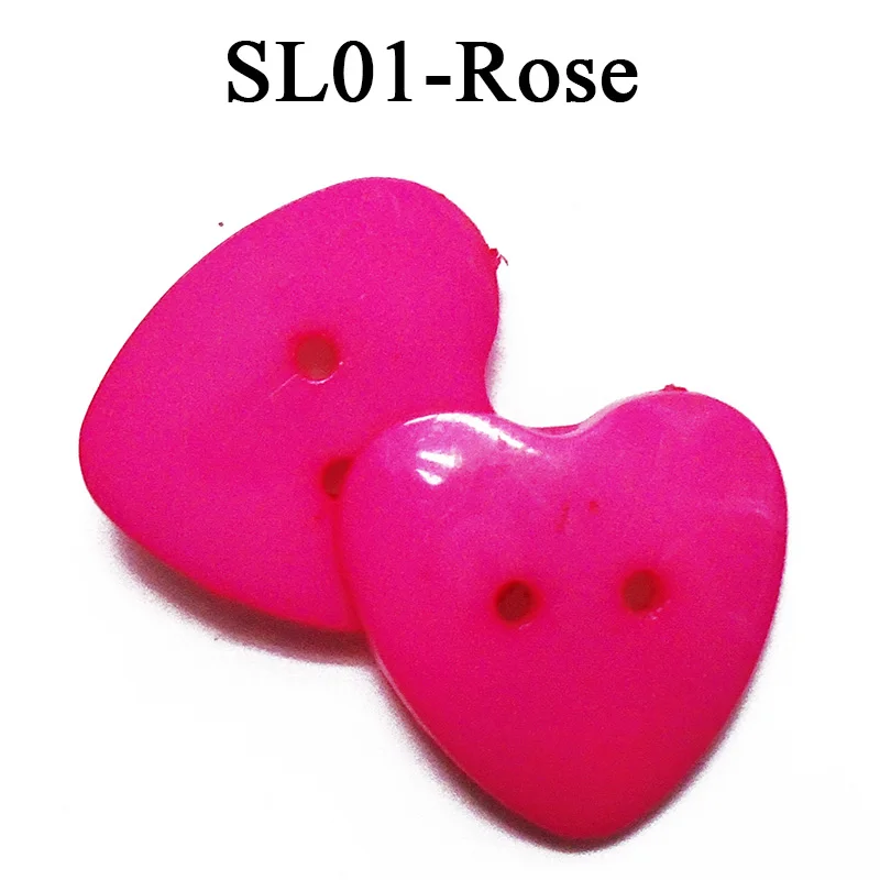 SL01-rose ZIEENE 5 шт.-50 шт Смешанные 12 Цветов, украшенная большим сердечком; Пластик кнопки 25X25 мм Diy Швейные Скрапбукинг для детей ручной работы с 2 отверстиями - Цвет: SL01-rose