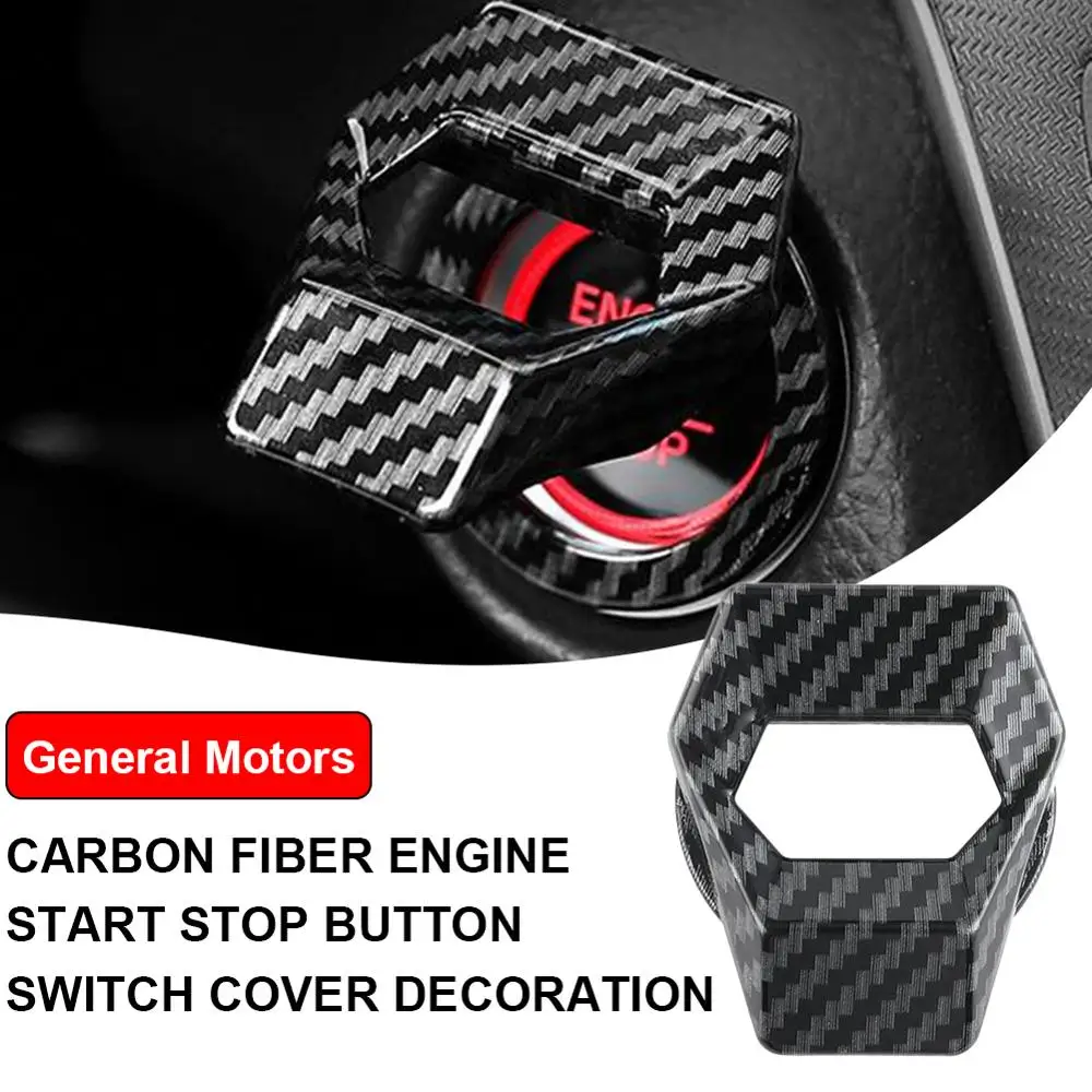 

1pcs Universal Car Engine Start Stop Button Cover Ring Ignition Start Stop Button Carbon Fiber Trim Push Button Switch Stickers