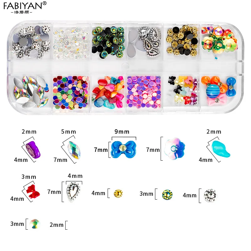 Colorful Rhinestone 12 решетчатых листов смешанной формы из металлического сплава для украшения ногтей, полые аксессуары, Советы DIY Дизайн, УФ-Гель-лак, инструменты для маникюра - Цвет: Colorful Rhinestone
