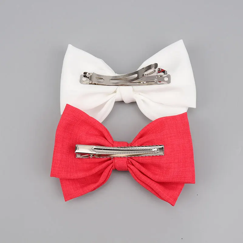 Elegant Handmade Double-Layer Flax Fabric Bow Hair Clip