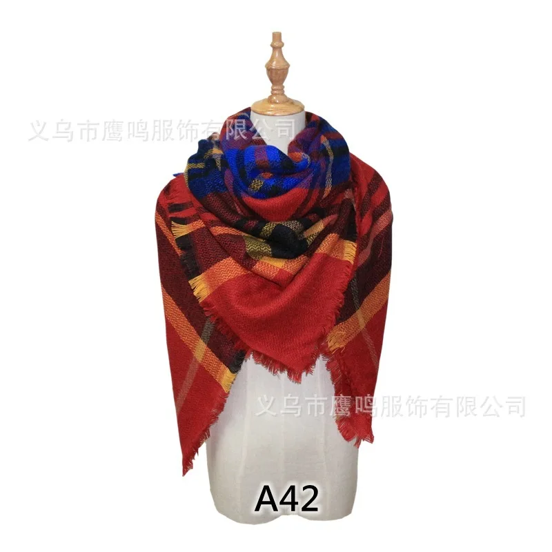 Кашемировый шарф длинная клетчатая шаль треугольный классический платок плед пончо бандана палантины пашмины шарф для женщин