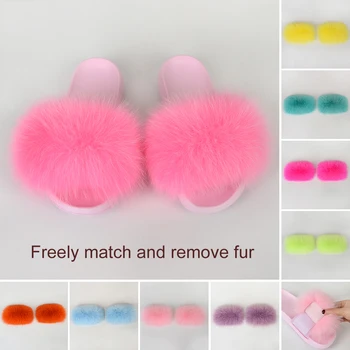 

Fur Slides Women Furry House Home Slippers Fluffy Woman Summer Ladies Sandals Slippers Indoor Mules Shoes Soft Dropshipping Set