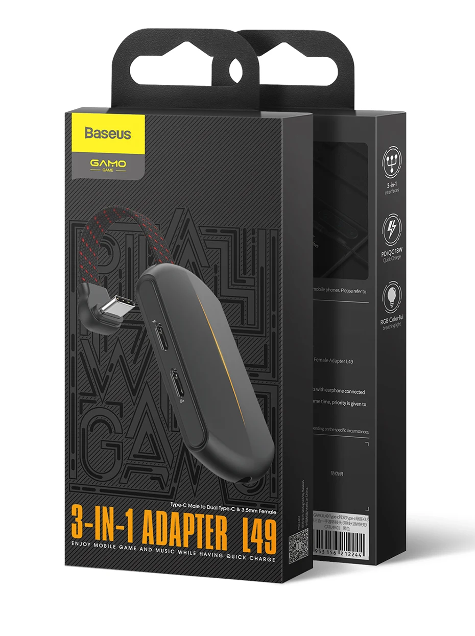 Baseus L49 type c PD 18 Вт адаптер для быстрой зарядки otg usb type c адаптер для наушников для Xiaomi Redmi Note 8 Pro huawei samsung