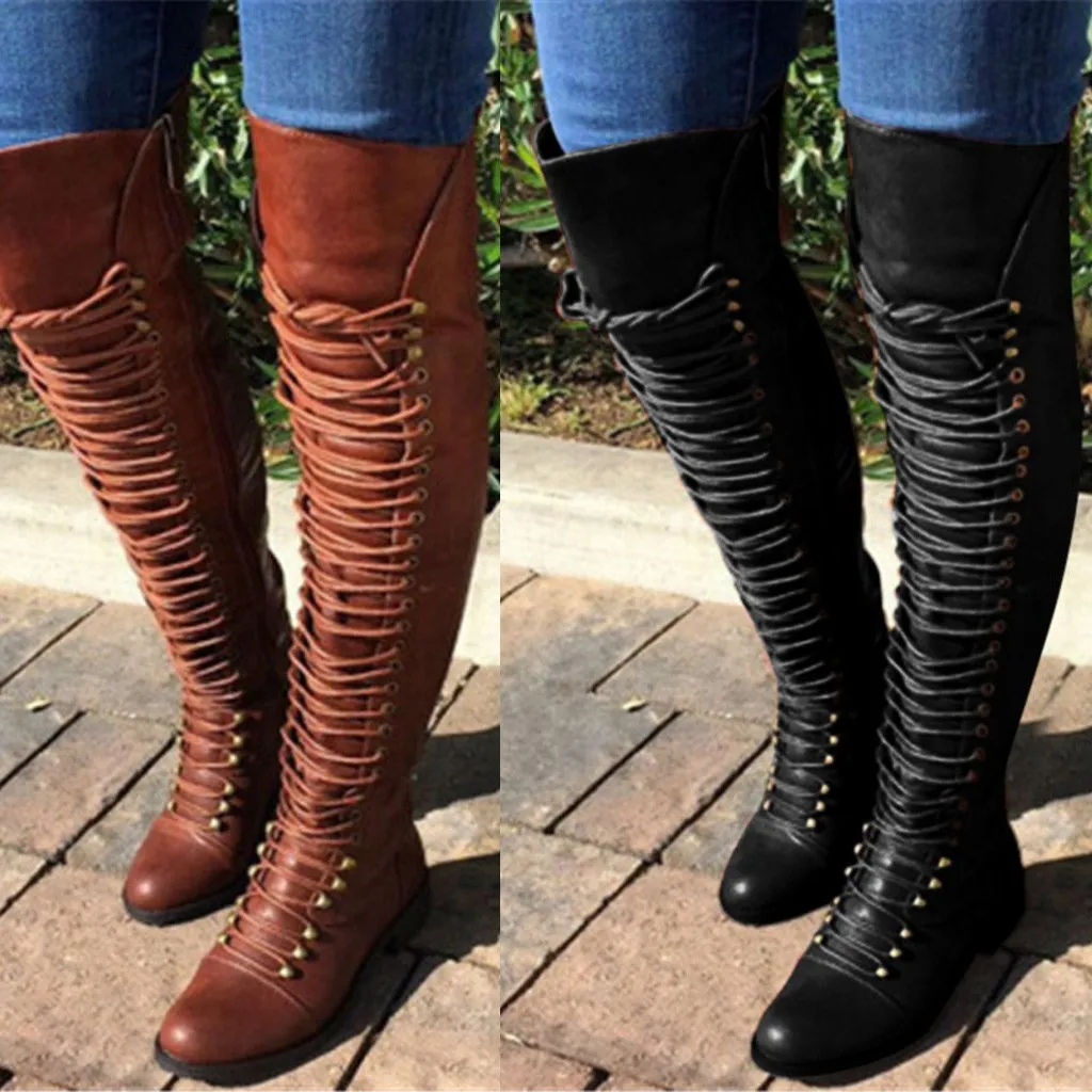 Women Shoes Thigh High Boots Female Big Size Faux High Boots Over Knee Boots