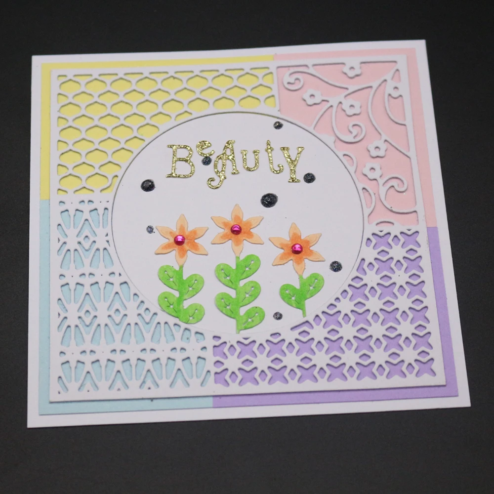  10x10cm Square Background Border Metal Cutting Dies Embossing Dies Greeting Card Invitation Card Ha - 4000046175069