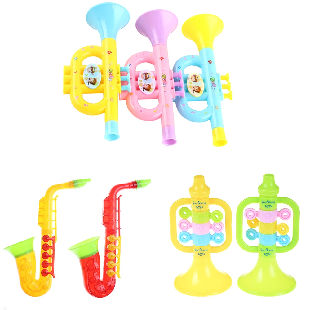 

1Pc Plastic Trumpet Saxophone Musical Instruments For Children Baby Kids Musical Toys Music Trumpet Hooter Baby Toy Random Color