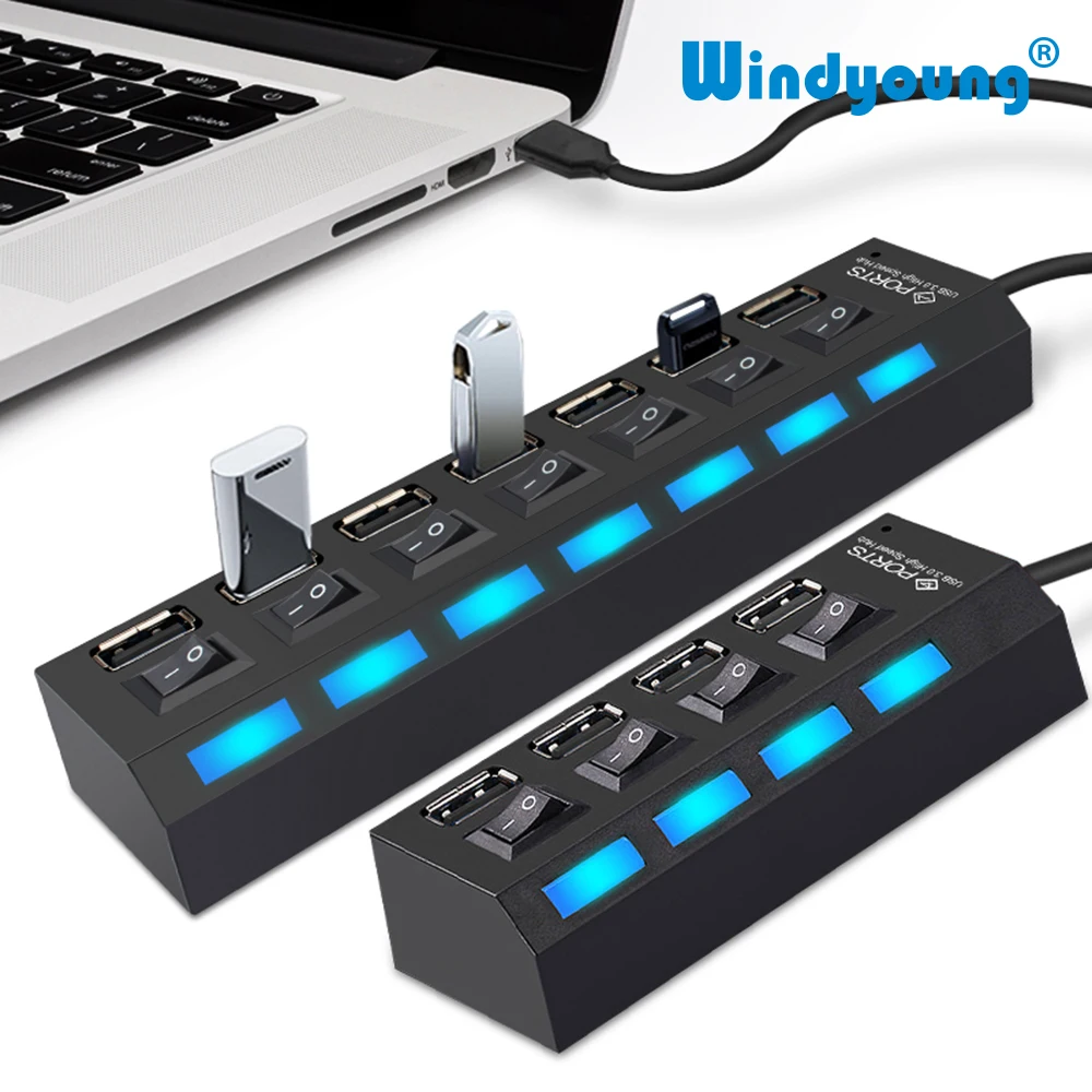 

USB Hub 2.0 Multi USB Port 4/7 Ports Hub USB High Speed Hab Adapter With on/off Switch USB Splitter For PC Computer Accessories