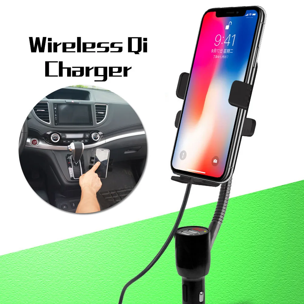 3 в 1 двойной USB 360 градусов вращения Qi Беспроводное Автомобильное зарядное устройство держатель телефона Подставка