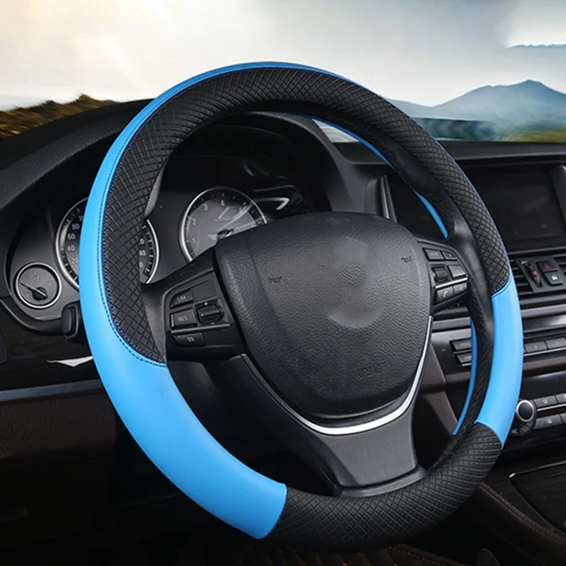 Искусственная кожа универсальный автомобильный чехол на руль 38 см автомобильный Стайлинг авто чехлы на руль противоскользящие