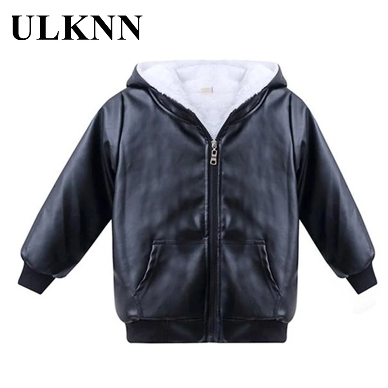 

6-12 Years Old Children Boys Girl Thick Fur Zipper Leather Jacket Winter Warm Fleece Coats Students Outerwear Comfortable