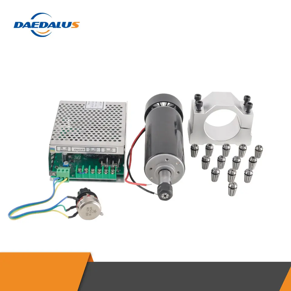 

For Engraving Machine 500W Air Cooled Spindle ER11 CNC Spindle Motor kit + Adjustable Power Supply 52MM Clamps ER11 Collet Chuck