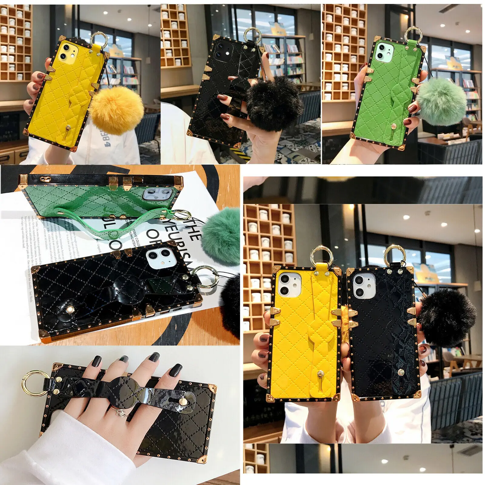 Чехол для iPhone 11 pro XS Max 8 7 6 Plus с блестящим цветным сетчатым ремешком на запястье