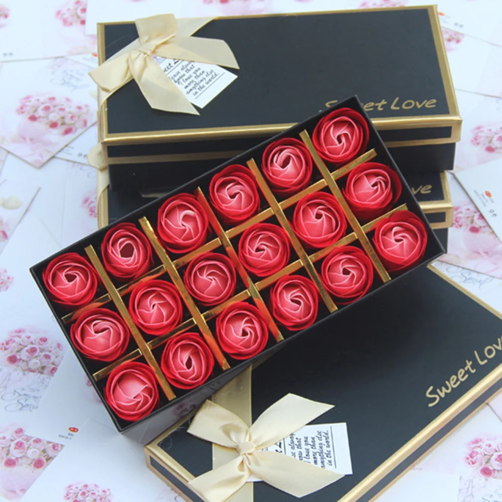 New 18Pcs Rose Soap Flower Gift Box Case Anniversary Valentines Day Birthday Present