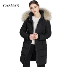 GASMAN-chaquetas con capucha para mujer, abrigo de marca con cuello de piel Natural, de talla grande 6XL, para invierno, 2021