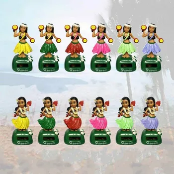 

12pcs Solar Girl Hawaiian Girl Beach Dancing Hula Girl Swinging Bobble Toy Car Decoration Solar Dancing Toys Gift For Children