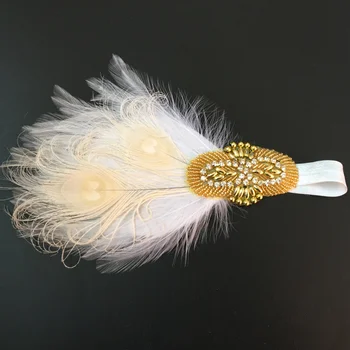 

1920s Feather Headband Bridal Great Flapper Costume Dress Accessories