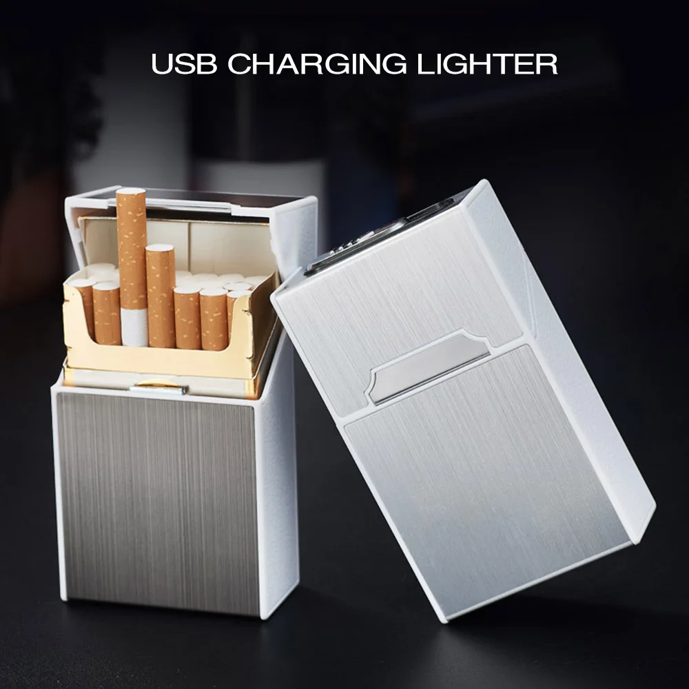 Чехол для сигарет Anpro 2 в 1 USB Аккумуляторная Зажигалка курения беспламенная