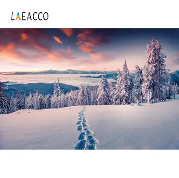 

Laeaco Winter Forest Backdrops For Photography Pine Tree Mountain Asaka Cloudy Natural View Photo Background For Photo Studio