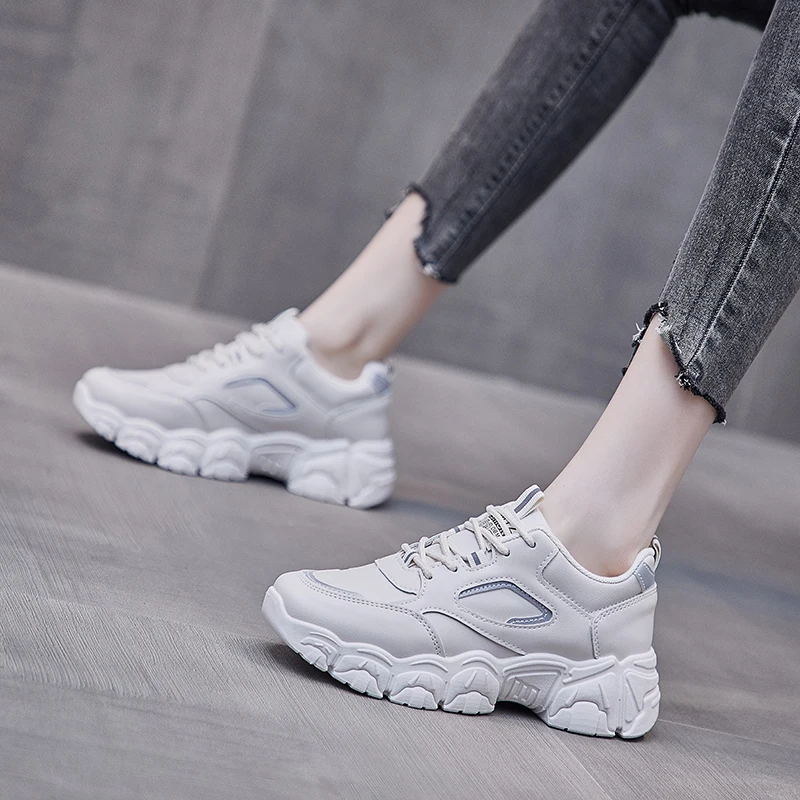 

New Women Sneakers Fashion Chunky Sneakers Casual Shoes Spring Autumn Comfortable Thick Sole White Dad Flats Platform Shoes