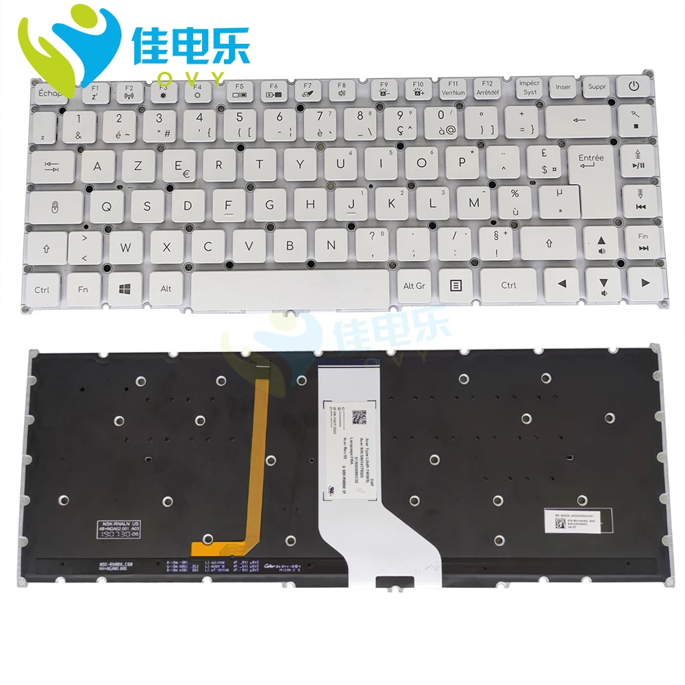 

Французская AZERTY клавиатура с подсветкой для Acer conceptD 7 CN715-71 CN715-71-73A9 белая подсветка заменяемая клавиатура LG4P-T90W3L