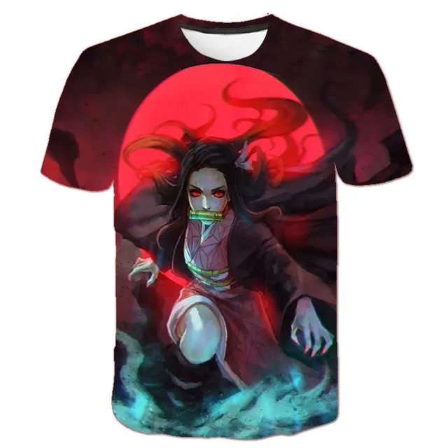 Anime T Shirt Demon Slayer Kimetsu no Yaiba Cosplay T Shirt Kids Girls Children Kamado Tanjirou Nezuko sword Tee Shirt Cool Tees s1391