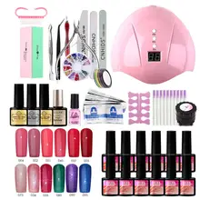 Набор инструментов для ногтей 36 Вт УФ-светодиодный клей для ногтей уплотнительный слой наращивание волокна гель против перелива клей для начинающих костюм 12 цветов лак для ногтей