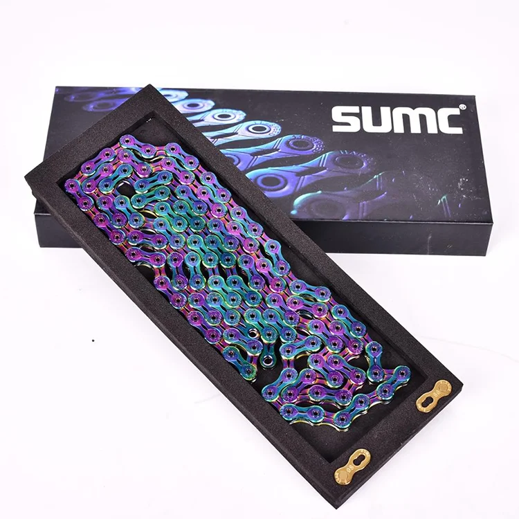

SUMC 9/10/11/12 Speed Colored Bicycle Chain Full Hollow Mountain/Road Bike Chain 11Speed Chain Chain Guide