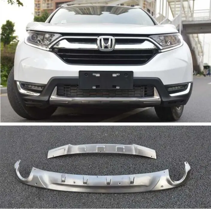 

Stainless steel Front Lip Bumper & Rear Diffuser Protector Guard Skid Plate Cover For Honda CRV CR-V 2017 2018 2019 Year