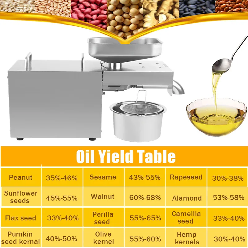 110 В/220 В пресс для масла, оборудование для малого бизнеса, машина из нержавеющей стали, пресс для масла, арахиса, кунжутная гайка, экстрактор масла