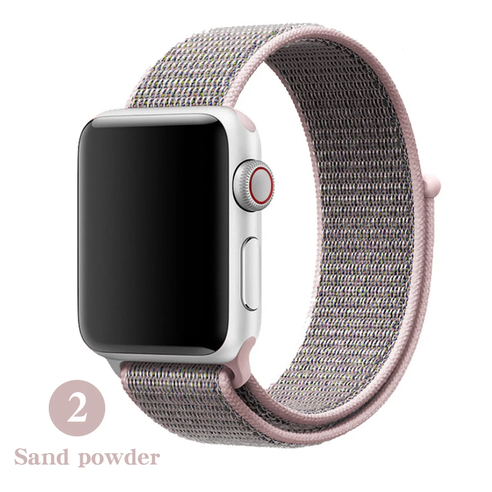 Sand powder Тканый нейлоновый ремешок для apple Series 5, ремешок для часов 42 мм, 44 мм, 38 мм, 40 мм, спортивный нейлоновый браслет для iwatch 4/3/2/1 - Цвет ремешка: Sand powder