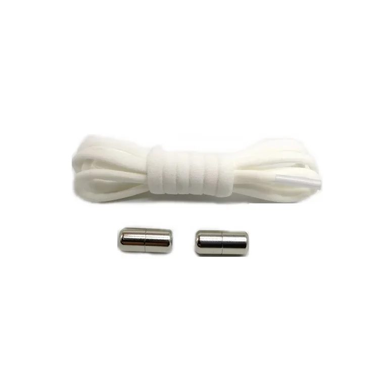 white with Lock 1 пара шнурки без завязок круглые эластичные шнурки для обуви для детей и взрослых кроссовки шнурки быстро ленивые шнурки сплошной цвет шнурки - Цвет: white with Lock
