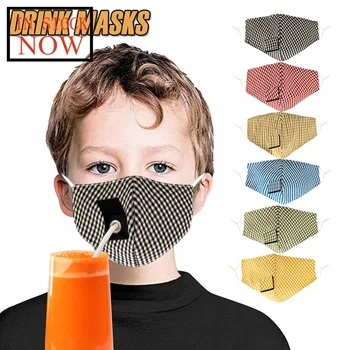 

Kids Boys Girls Protective Mask Drinking Mask with Hole for Straw Face Maskswashable And Reusable Mouth-muffle Mascarillas