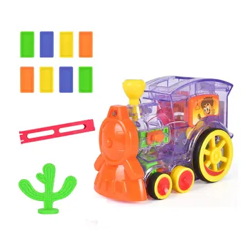 

Children's Toys Domino Car Electric Train with Sound and Light Music Automatic Licensing Electric Car Toy
