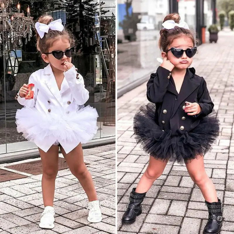 Одежда для маленьких девочек 3-8 лет черно-белый кружевной костюм с длинными рукавами и v-образным вырезом для девочек