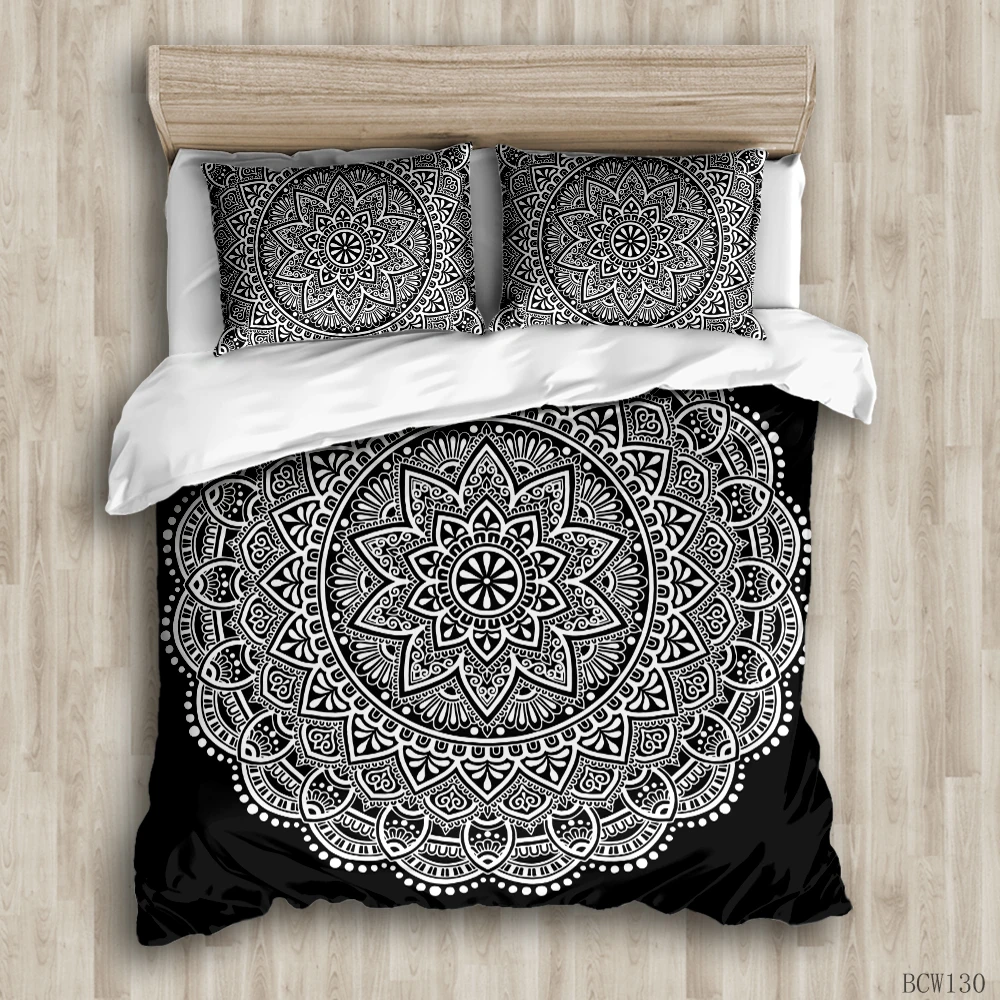 

Duvet Cover Sets quiet black pattern custom Bed Linens Bedding Sets with Pillowcase king Size Bedclothes Comforter Covers
