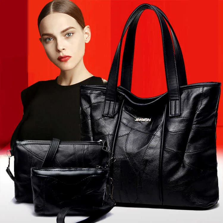 

Cross Border WOMEN'S Leather Bags Sheepskin Tote Bag New Style Large-Volume Shoulder Bag Handbag Diaper Bag Women's
