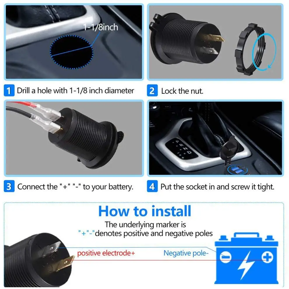 DIY QC3.0 Dual USB Зарядное устройство сенсорный выключатель автомобиля Зарядное устройство 60 см кабель с предохранителем для детей возрастом от 12 V/24 V автомобиль лодки морские Грузовик Мотоцикл SUV UTV
