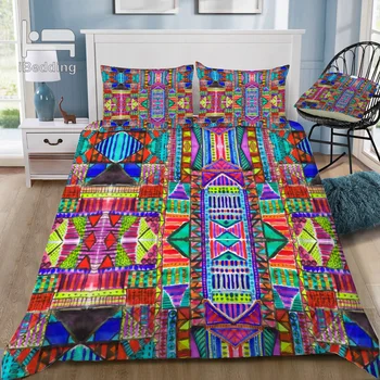 

Tribal Patchwork Red 3D Bedding Set Printed Duvet Cover Set Queen King Twin Size