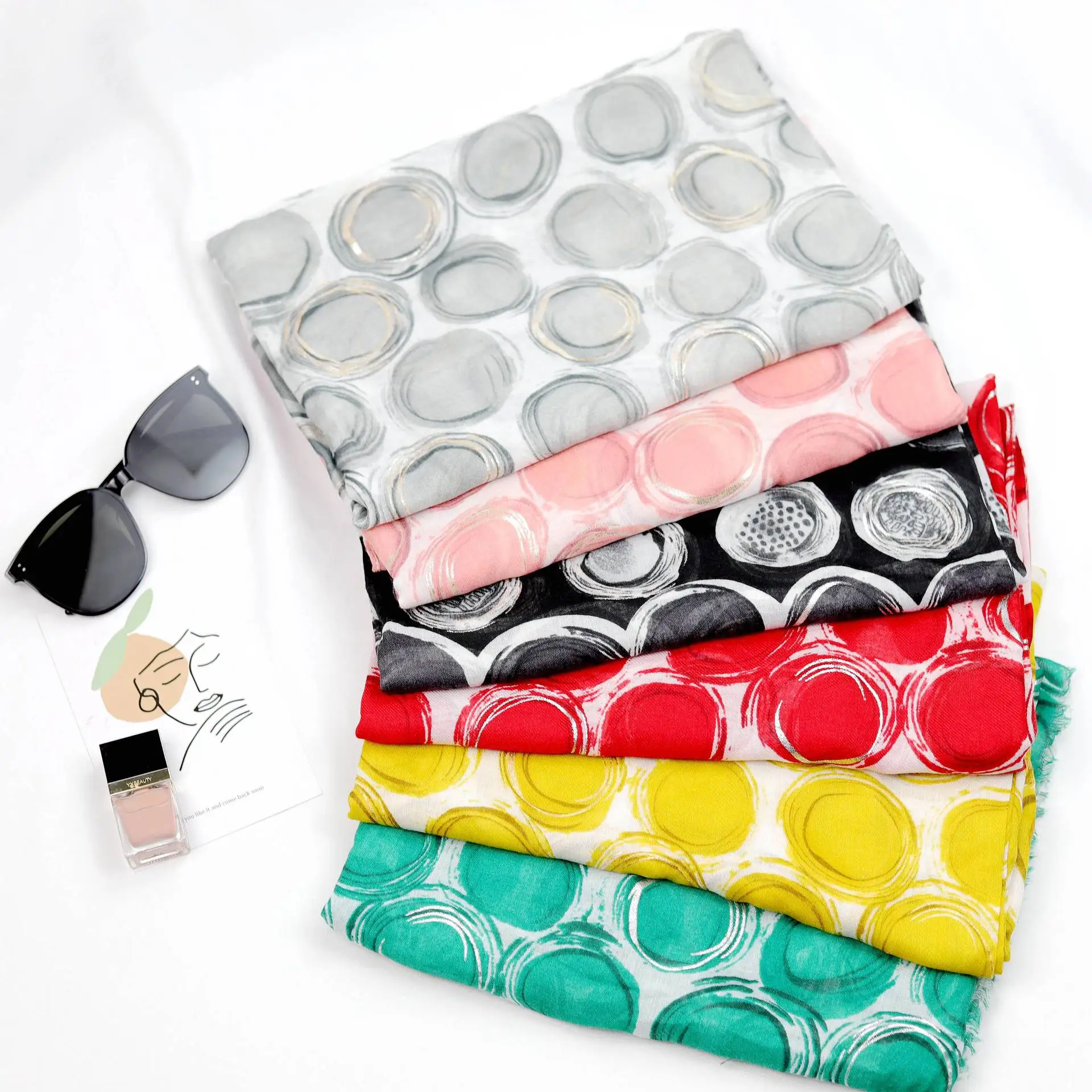 2021 Fashion Newest Polka Dot Pattern Cotton Scarf Gold Silver Foil Shawls Wraps Hijabs 10pcs/lot |