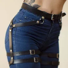 Женский пояс для подвязки для чулок, Женская шлейка из кожезаменителя, клетка для ног, для тела, для связывания, регулируемая, Harajuku, подвязка, Страховочная привязь с ремнем в стиле панк